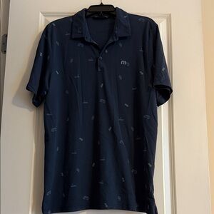 Travis Mathew Navy Polo with Pattern Accents
